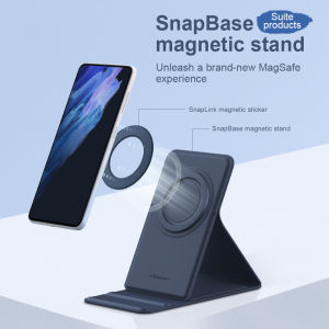 SnapBase Magnetic Stand Pad - Leather Silicone Magsafe for iPhone 13 Pro Max 12 Series iPad Pro Mini friendly adjustable foldable portable stand viewing video youtube Angle 360 rotation Lightweight Slim Handsfree Convenient Handsfree Work Office WFH Study