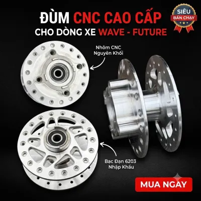 Đùm trước nhôm cnc nguyên khối Wave S110 - Future led lắp đặt như zin