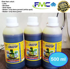 Obat Ikan LukaStop 500 ml Anti Jamur Lukas top Untuk Cupang Louhan Discus Chana Koki Koi Mengatasi Borok Parasit Sisik Berjamur