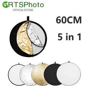 GRTS Portable Collapsible Disc Light Photography Reflector 5 in 1 - Gold/Silver/Black/White/Transmittance - 60cm/24in Diameter - Camera Accessories