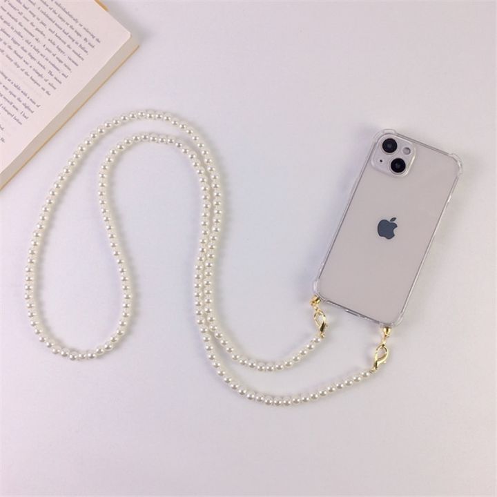 Luxury Korean Crossbody Lanyard Necklace Pearl Chain Phone case