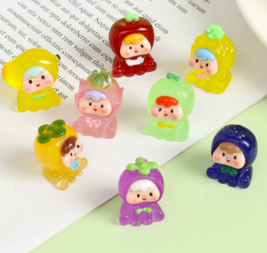 Mini Cute Luminous Fruit Doll Resin Fruit Cartoon DIY Accessories Landscape Desktop Ornament