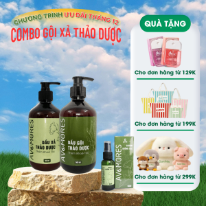 AVAMORES Dầu Gội Thảo Dược Dầu Xả Thảo Dược - Giúp Tóc Sạch Gàu Mượt Chống rụng thuần chay kích mọc tóc sau 4 lần gội.