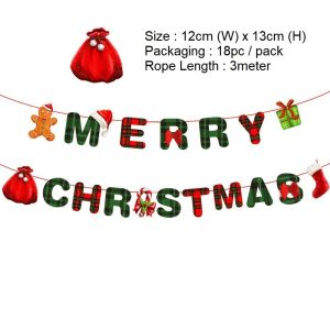 Msia (Ready Stock) 3 Meter Christmas Flag Pull Banner Merry Xmas Party Decoration Paper Hanging Santa Claus Deer Tree