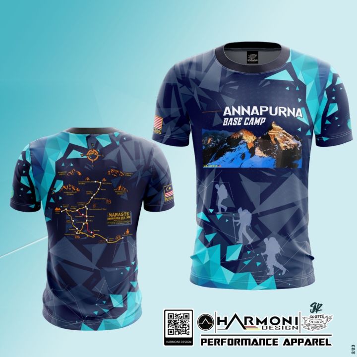 2023 Baju Hiking Annapurna Base Camp ABC Sublimation Jersey T