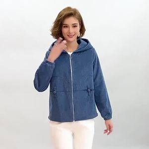 Womens Corduroy Jacket Thickened Fleece Short Autumn Winter Fashion plus Size Cotton Coat Korean Style Zipper Closure Long SleeveK