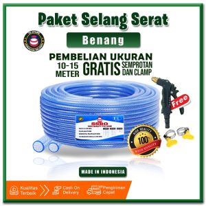 Paket Selang Air Transparan 10-15 Meter dengan Jet Spray untuk Cuci Motor dan Mobil Harga Murah