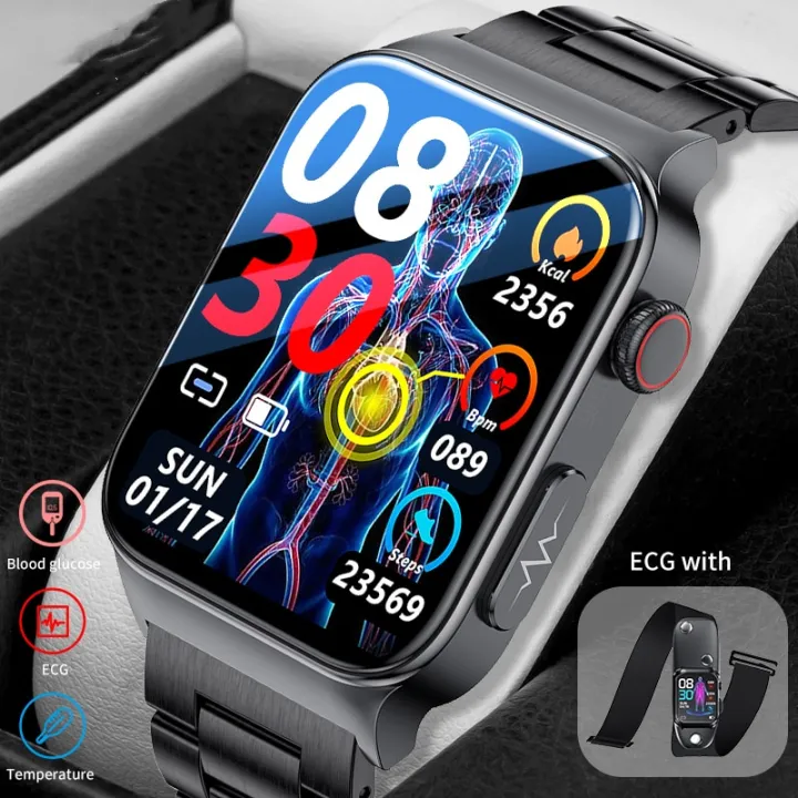 2023 New Blood Glucose Monitor Health Smart Watch Men ECG+PPG Blood Pressure Measurement IP68 Waterproof Sport SmartWatch Men