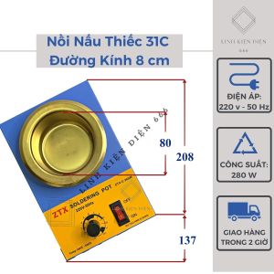 Nồi Nấu Thiếc 8 cm Hàn Bể Nhúng Chì Hàn Máy Nhúng Thiếc NNT8CM