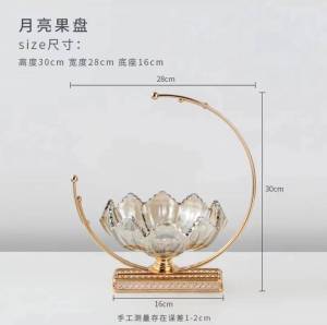 Mangkuk Buah Mangkok Kaca Golden Moon Glass Fruit Candy Bowl Dessert Table