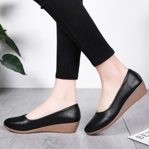 Free Shipping Plus-Size Shallow-Toe Pumps For Women Suitable For Outdoor Wear With A Pointed Toe Wedge Heel And Thick Sole Ideal For Mothers And Grandmothers And Perfect For Commuting And Professional Settings