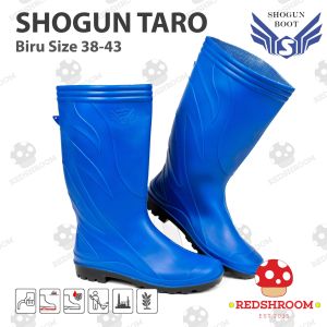 Sepatu Boot Tinggi SHOGUN TARO Biru Boots Karet Lokal Lentur Anti Air & Slip Perkebunan