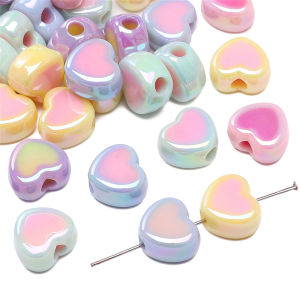 5/10ชิ้นลูกปัดอะคริลิคหลายสีหัวใจความรักลูกปัดเว้นระยะหลวมสำหรับสร้อยข้อมือทำด้วยมือสร้อยคอพวงกุญแจการทำเครื่องประดับหัตถกรรม DIY