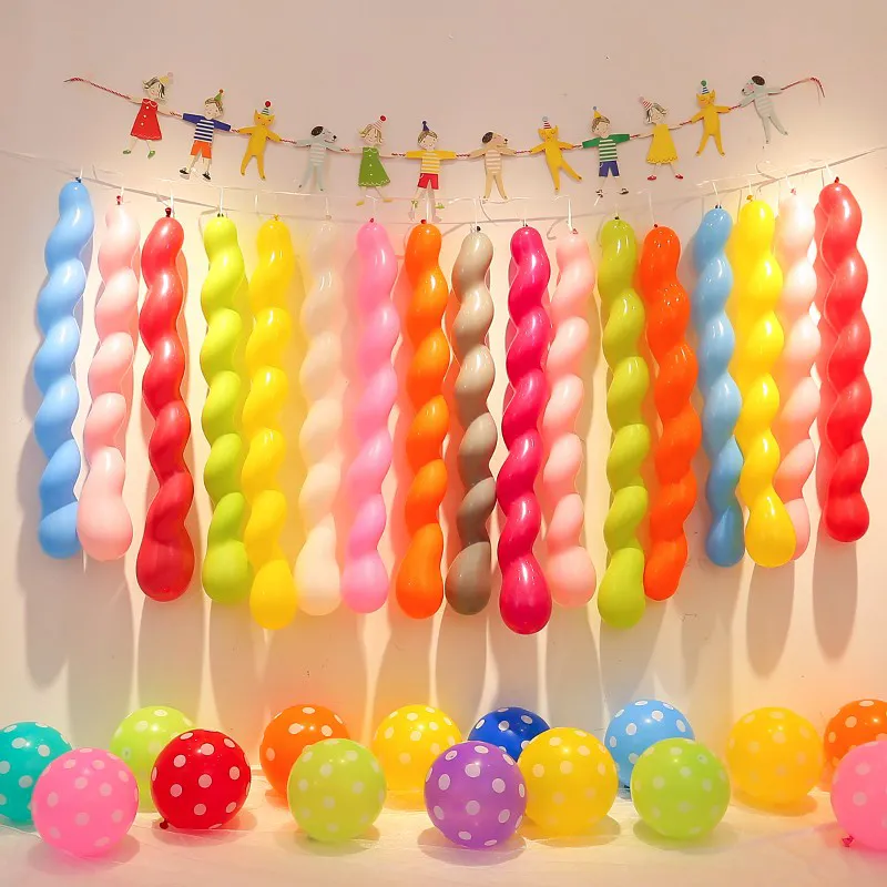 30 Pcs Spiral Latex Mixed Color Long Balloons Party Decoration