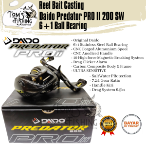 Reel BC BaitCasting Daido New PREDATOR PRO II 200 SW Kiri (6+1 Bearing) 7.2:1 SaltWater Murah - Toms Fishing