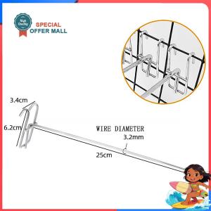 【Special Offer】Supermarket Shelf Hooks Heavy Duty Stainless Steel Grid Panel Hooks for Wire Mesh Rack Double Prong Retail Display Accessories for Convenience Store Boutique Hardware Shop Hanging Merchandise