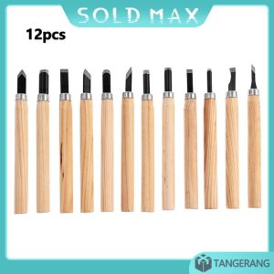 12pcs Set Pisau Ukir Kayu Profesional Wood Carving Tools Dengan Handle Ergonomis Untuk Pemula Ahli