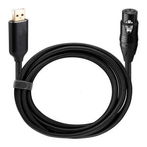USB to 3Pin Female Microphone Cable for Dynamic Condenser Mics and PC Recording Plug and for Play