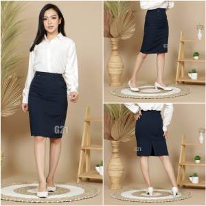 Rok Kerja Pendek Hitam Span 3/4 Bahan Formal Kantor Wanita