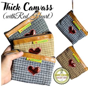 (Thick Canvas with Red Heart)Traditional Weave Banig Small Coin Purse  - A Perfect Valentines Gift
