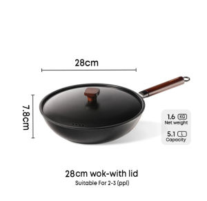 Ecowin Iron Wok Japanese Style Series 28/32cm With Lids Can Be Used Directly Suitable For All Stoves