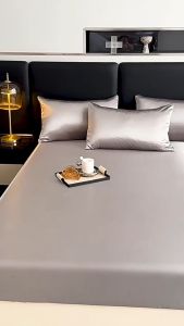 Silk Bedsheet Full Garterized Sheet Soft Cool Touch Satin Bedsheets Hotel Quality Beds high quality