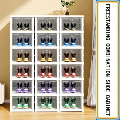 AVINAS Storage organizer shoe box/Big Size 6 Layers Folding Storage Shoe Box Transparent 6 Layer