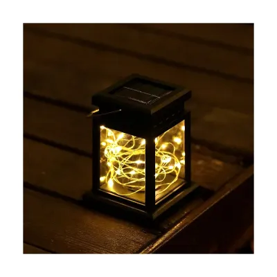 【Cove123】 Solar Outdoor Garden Flickering Candle Lantern Lamp Solar Powered Hanging LED String Lights for Patio Garden Decoration