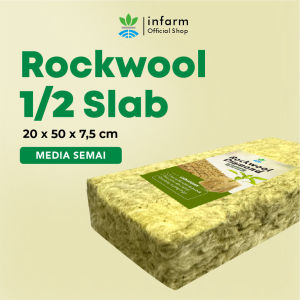 INFARM - Rockwool Hidroponik 1/2 Slab Media Tanam Rockwool Semaian Benih Hidroponik Media Tanam Praktis Steril Lembut Mudah Menyerap Air Cocok untuk Persemaian Sayur Buah Bunga Tahan Hama Rockwool Berkualitas Tinggi