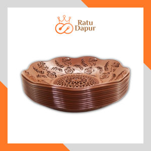 Piring Rotan Plastik Buah MOTIF BUNGA 21 cm - isi 12 pcs