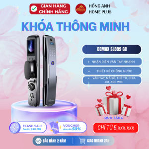 Khóa cửa vân tay Demax SL899 GC khóa thông minh cao cấp mở vân tay thẻ từ mã số chìa cơ..