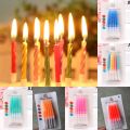Vỉ 10 cây nến sắc màu trang trí bánh sinh nhật, nến sinh nhật trang trí bánh kem, nến xoắn, nhũ nhiều màu. 