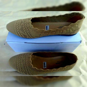 Sepatu FlatShoes Korea Balet Wanita Bahan Rajut Dengan Sol Karet Size 37 - 40