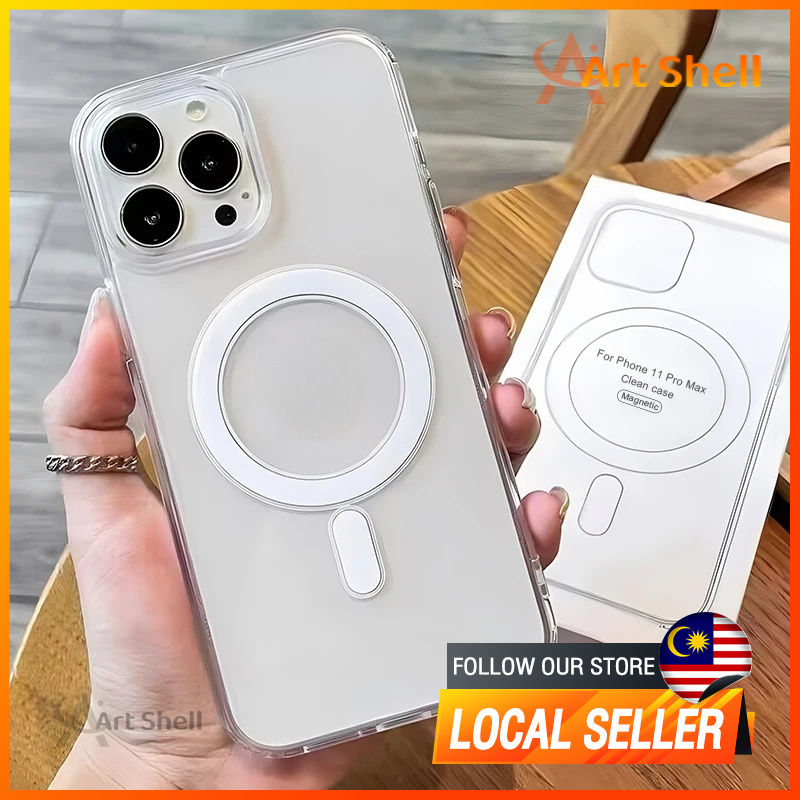 Stoßfeste, magnetische, transparente Schutzhülle aus robustem Polycarbonat für iPhone 16, 15, 14, 13, 12, 11 Pro, X, XR, XS Max, 7, 8 Plus_voghion.com