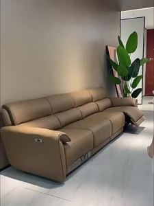 Electric Sofa Functional Genuine Leather Recliner Floor Sofa Set Family Velvet Sofa Bed Living Room Cloud Sofa 2 Seater 3 Seater Set First Layer Cowhide Italian Minimalist Modern Single Sofa