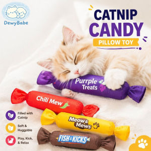 DewyBabe Catnip Cat Toy Candy Pillow Bite Resistant Interactive Cat Toy Teeth Grinding Plush Toy for Cats