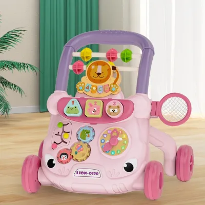 BARTT Cartoon Baby Walker Trolley Anti Rollover Sliding Musical Baby Push Walker Multifunctional Multiple Activities Toddler Trolley Early Education