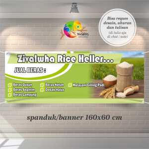 Cetak Spanduk Banner Jual Beras Model Hijau Bisa Custom Nama