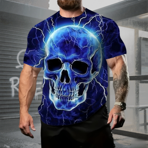 Retro Skull 3D Printed T-Shirt Hip Hop Mens Horror Skull Print T-Shirt Oversized T-Shirt Men Summer Street Men Short Sleeve Tee