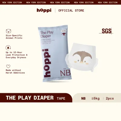 (Travel Pack) Hoppi Play Diaper Tape INSTANT ABSORPTION (NB2/S2/M2/L2) x 1 Pack