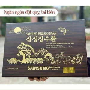 [HÀNG CHÍNH HÃNG] An Cung Ngưu Hoàng Hoàn Trầm Hương Samsung Jangsoo Hwan Cao Cấp Hàn Quốc Hộp Gỗ 60 Viên
