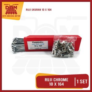 Ruji Chrome 10 x 164 (KAGAYAKU) Velg Pelek Jari Jari Jeruji Tromol Roda Spoke Krom Ukuran 10 x 164