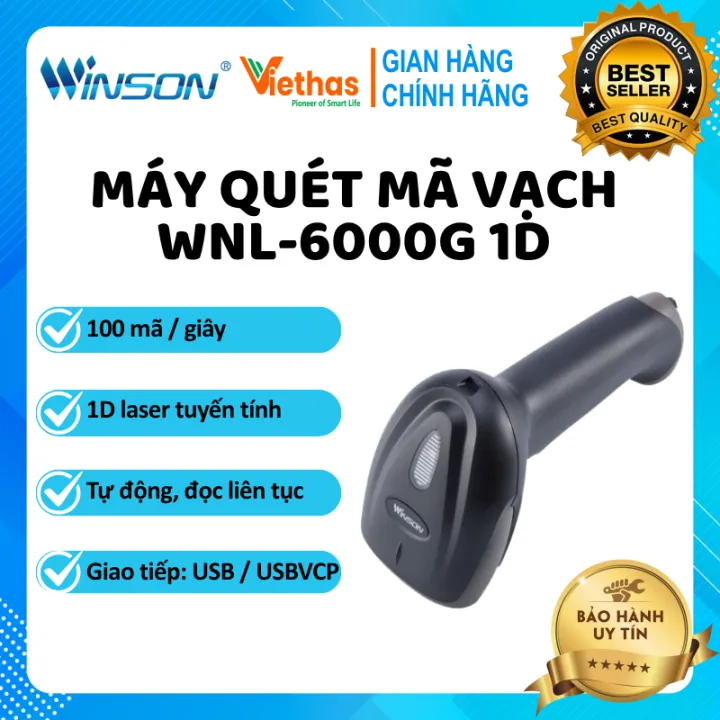 Máy Quét Mã Vạch 1D Cầm Tay Có Dây Winson WNL-6000G, Bảo hành 12 tháng ...
