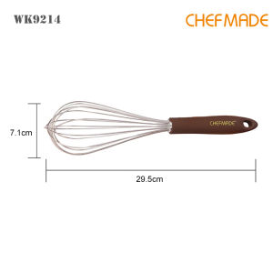 CHEFMADE 11-Inch Whisk with Non-slip Handle Non-stick 18/8 Stainless Steel Egg Beater FDA Approved for Kitchen Baking Mixing WK9214