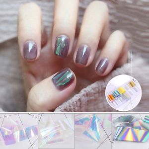 FGJHD 1 Box/set Transfer Paper Mirror Glitter Decal Manicure Tools Cellophane Nails Art Decoration Aurora Broken Glass Foils Nail Foil Film