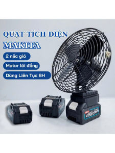 Quạt Tích Điện Pin 10 Cell Dùng Liên Tục 8H quạt cầm tay Quạt Pin Makita Quạt Để Bàn Tích Điện 2 Cấp Độ Gió Siêu Mát - Quạt Tích Điện Lõi Đồng Cao Cấp