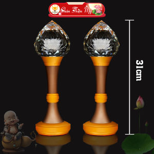 Đồ Thờ Hợp Kim Pha Lê Đào Cao Cấp Có LED CHÂN THIỆN MỸ Đồ Trang Trí Bàn Thờ Gia Tiên Bàn Thờ Phật