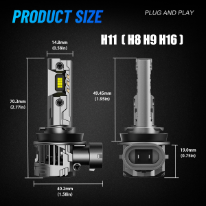 Novsight N99 9005 HB3 9006 HB4 H4 H7 H11 LED Headlight Bulb 100W 24000LM 6500K Super Bright LED Lights for Car High/Low Beam Fog Light 2Pcs Mini 1:1 Design Plug&Play