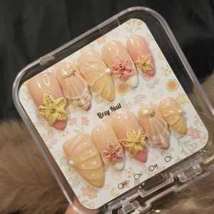 Lizzy Nail AL019 – Nailbox Móng Úp Biển Mùa Hè Vỏ Sò Mix Hoa Set 10 Móng Giả Mermaid Press On Nails Almond / Medium Stiletto