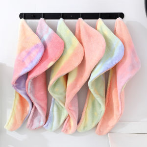 Adult Bow Rainbow Thickened Absorbent Dry Hair Towel Cute Shower Cap